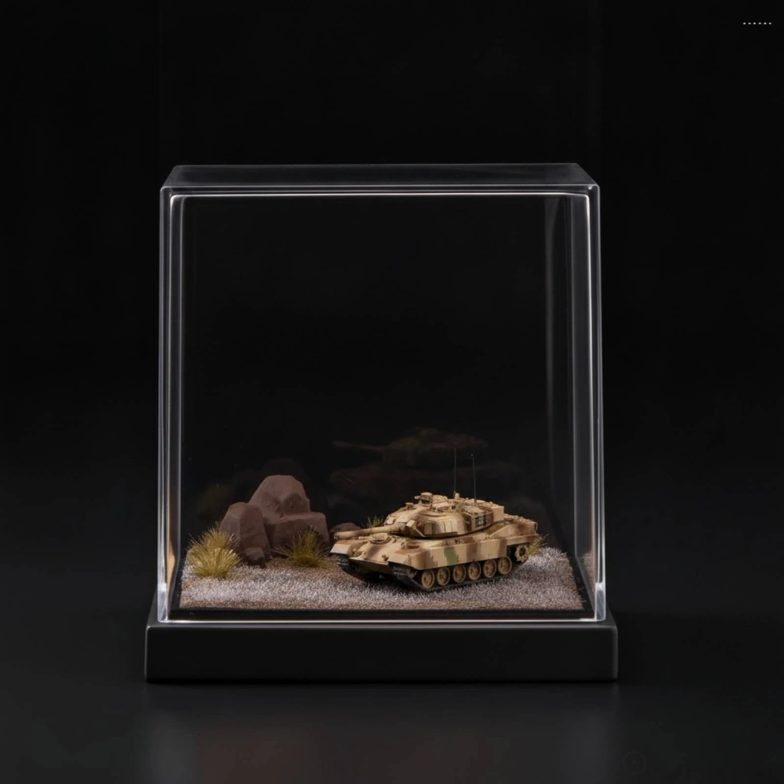 Diorama Base with Acrylic Cover Realistic Model Display Case with Terrain Miniature Scene Display Lifelike Diorama Platform