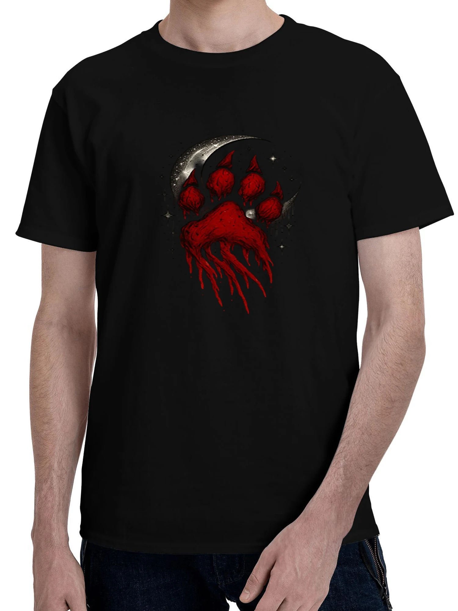 

Dark Red Claw Graphic T Shirt Men Casual Short Sleeve Streetwear Tee