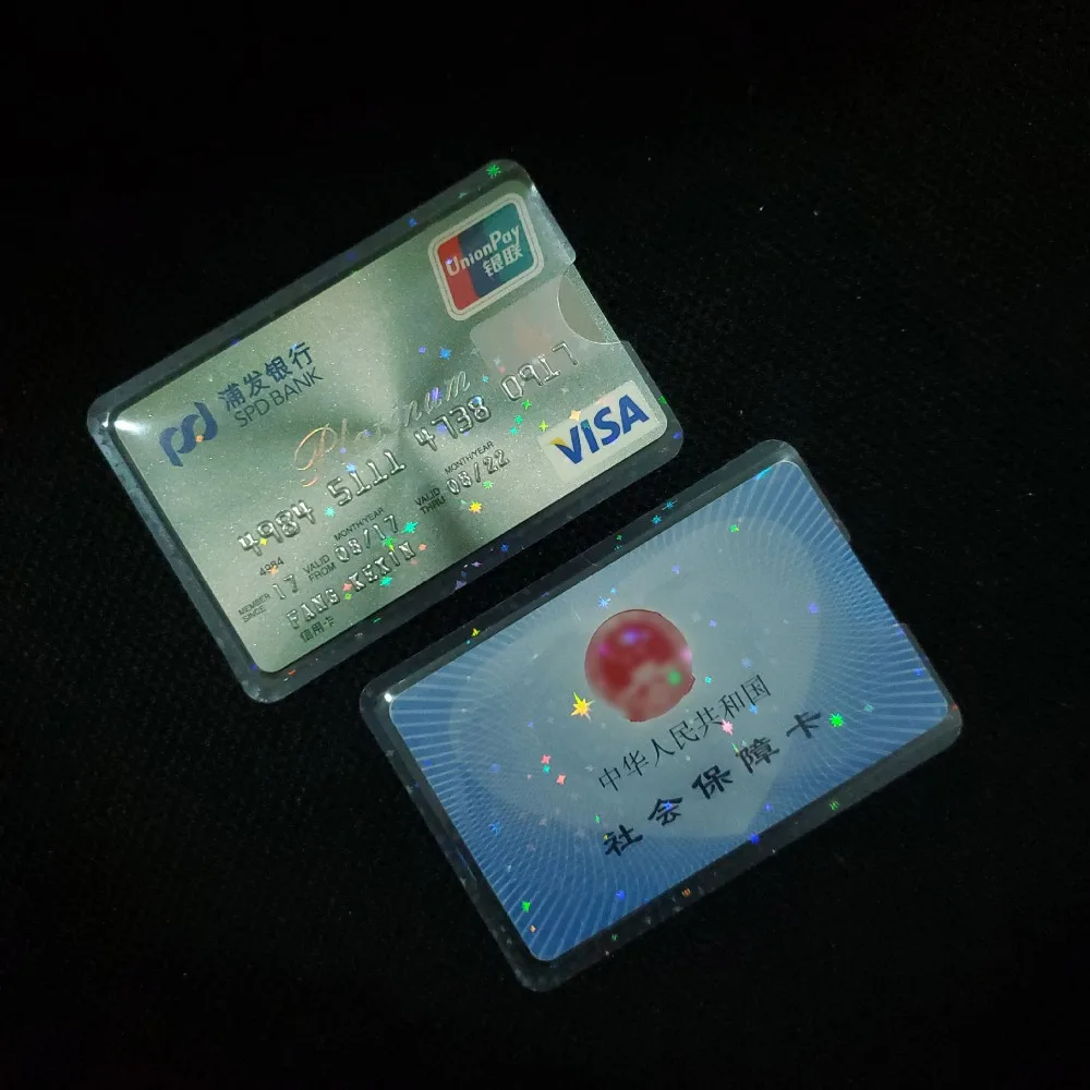 5pcs Card Bags Colorful Luster Transparent PVC Waterproof Protective Bags Work Card ID Card Sheath
