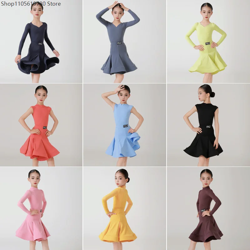

2026 Kids Latin Dance Skirt Top Set Salsa Rumba Cha Cha Samba Tango Stage Performance Cosplay Party Matching Competition Outfit
