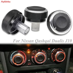 3pcs AC Air Conditioning Aluminum Alloy Switch Heat Control Knob For Nissan Qashqai Dualis J10 2006-2013 Climate Button Switches