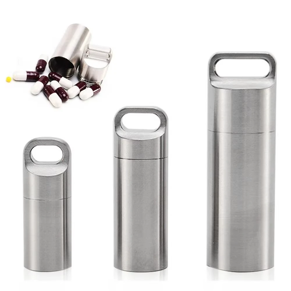 

Stainless Steel Mini Sealed Waterproof Storage Pill Box Perfume Case Pendants Edc Tools Eco-friendly Home Outdoor Pill Box
