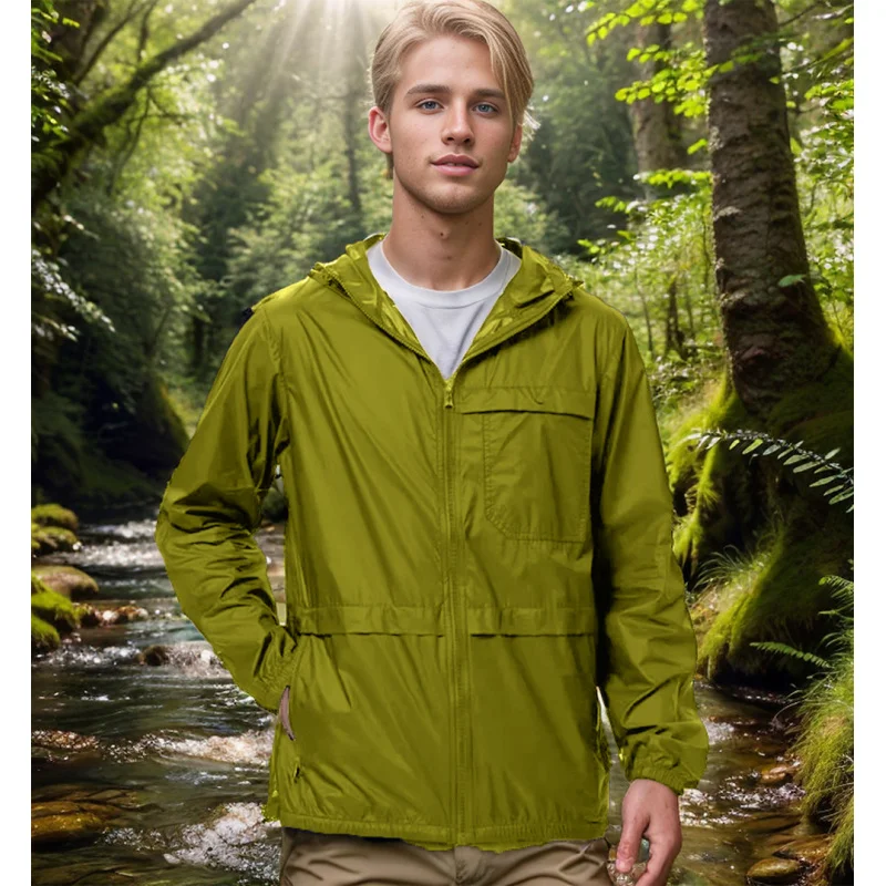 Chaqueta con capucha de Color sólido para hombre, ropa deportiva de protección solar, chaqueta informal, abrigo, verano 2024