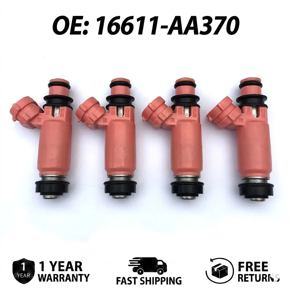 4pcs Pink 565cc Fuel Injectors for Subaru WRX STI Forester 2.5L, Replacement Part 16611-AA370, High-Performance Nozzle Set