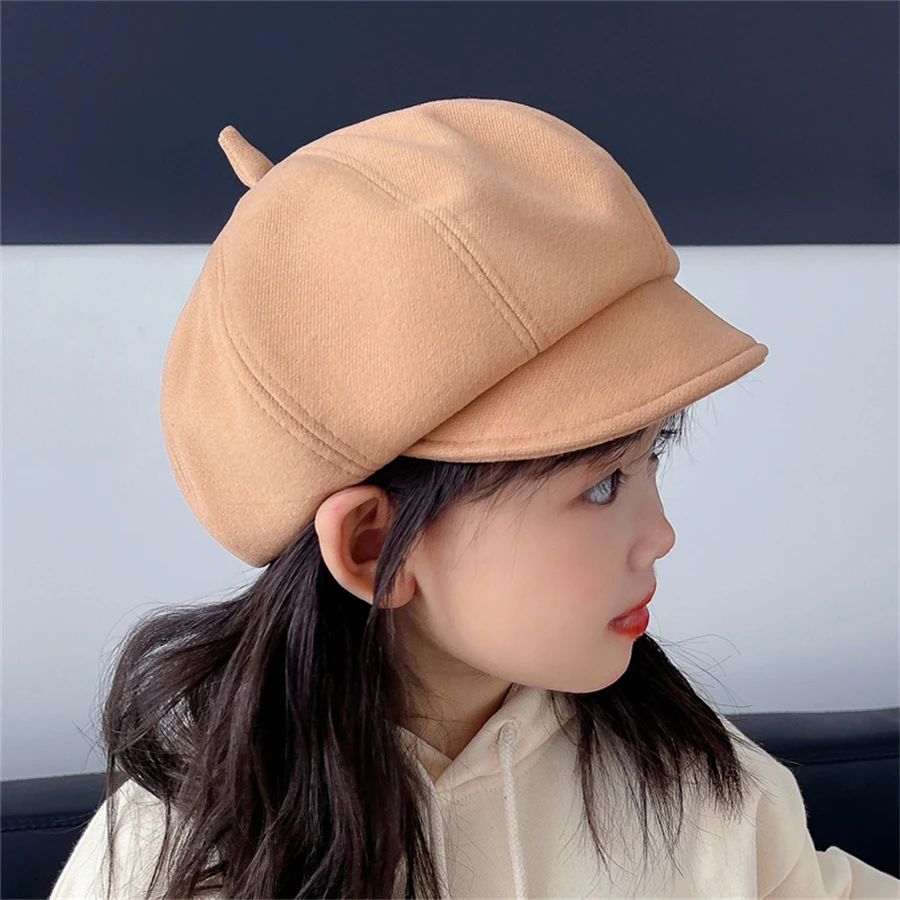 Children\'s beret, autumn/winter trend 2024 new autumn/winter, fashionable girl octagonal hat, baby top hat