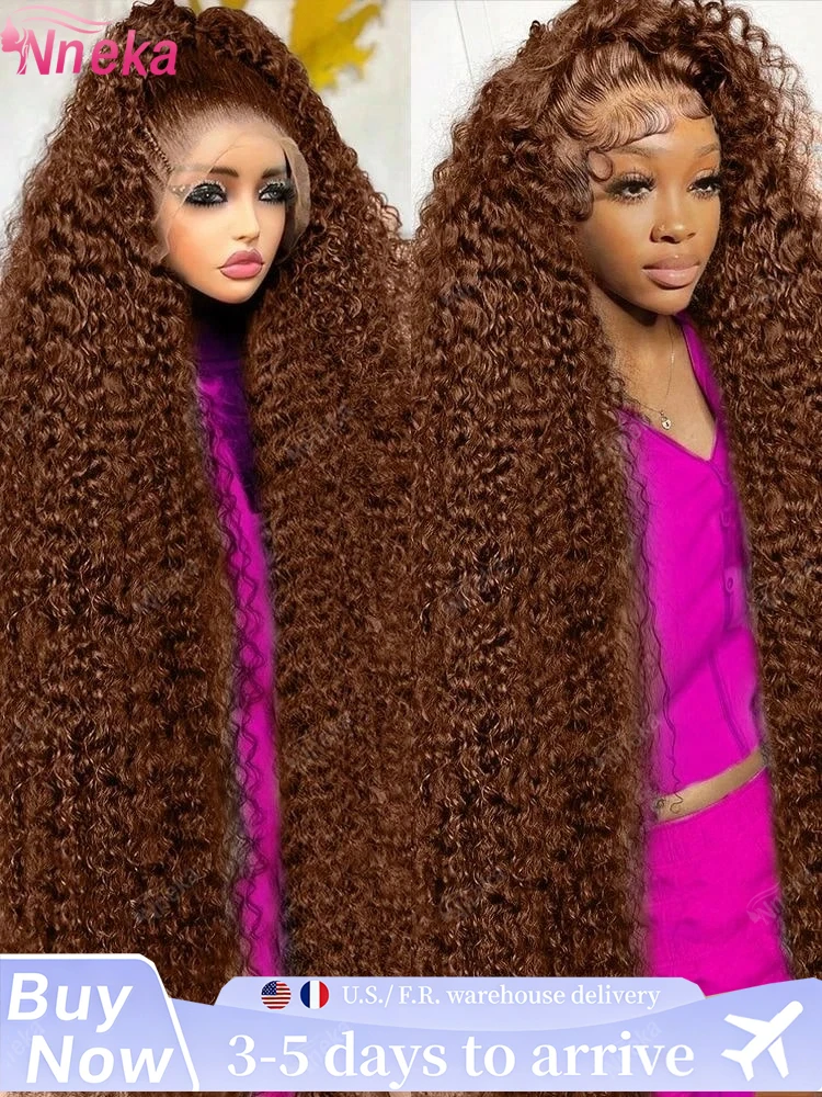 

Deep Wave Frontal Wig 13x4 Hd Lace 30 Inch Chocolate Brown 13x6 Curly Lace Front Human Hair Water Wave Brazilian Wigs For Women