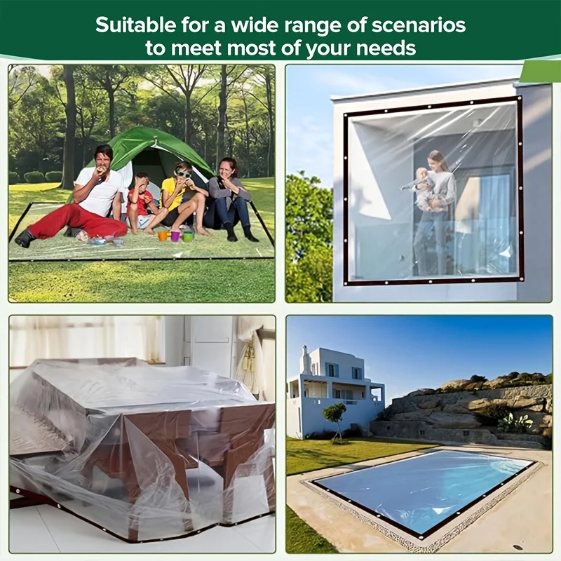 

Прозрачная водонепроницаемая ткань для использования на обоих кемпинга и во дворе, с регулируемым уплотнительным кольцом для адаптации к различным покрытием.