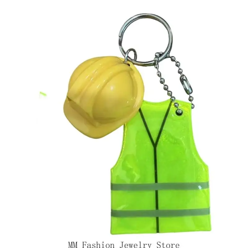 Split Ring with Paired Hard Hat and Safety Vest Shapes, Construction-Themed Marker for Easier Recognition D0UB