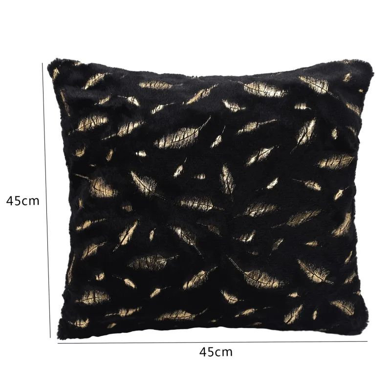 Gold Bronzing Feather Plush Pillowcase For Sofa Living Room Decor Pillow Case Light Luxury Home Decorative Cushion Cover