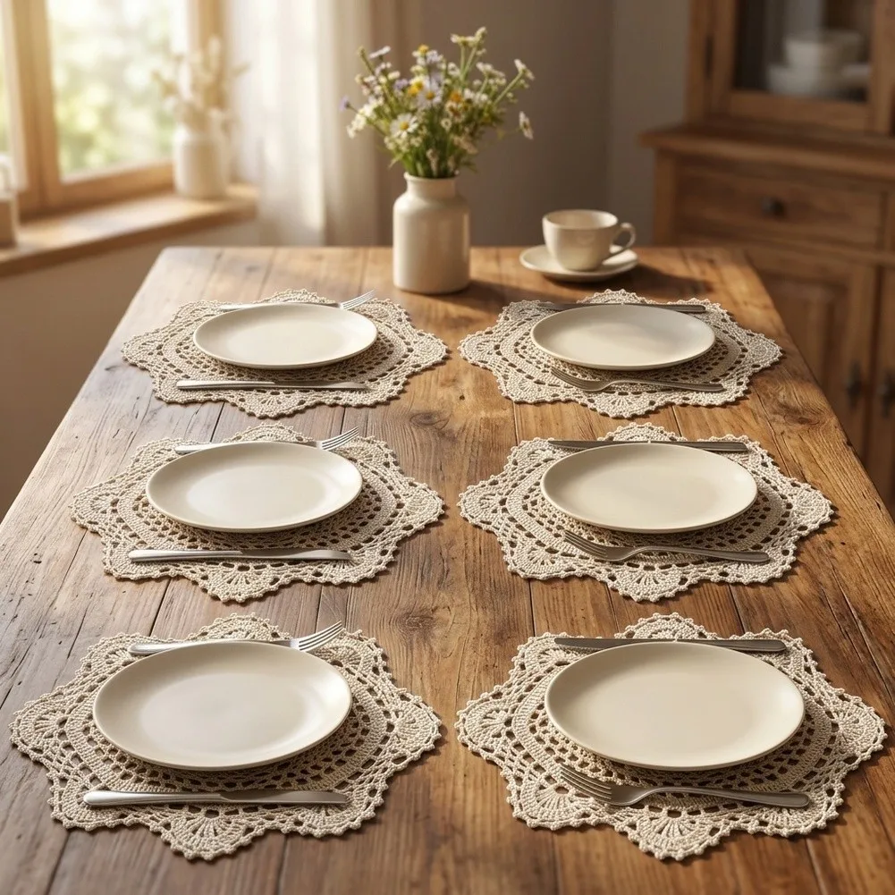 Vintage Table Runners Cotton Table Doilies For Daily Meals 35X25Cm Soft Cotton Dining Accessories Soft Cotton Thread