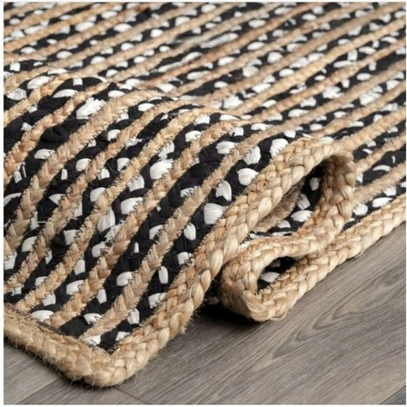 Rug 100% Jute Cotton Reversible Rustic Look Braided Style Area Runner Rug Carpet