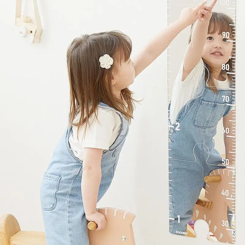 ﻿Puzzle Mirror Growth Chart Ruler Shatterproof Acrylic Height Measurement Mirror Ruler Wall Decoration Kids Full Body Mirror