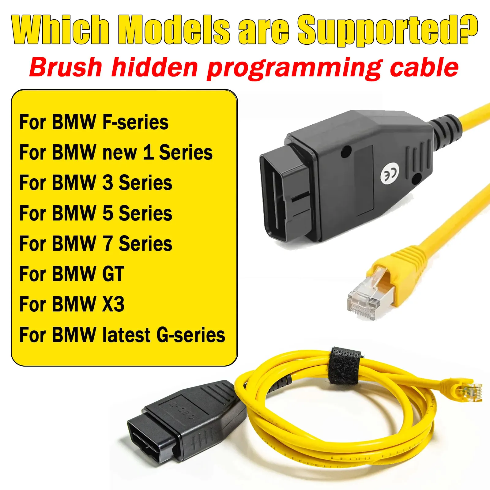 لسيارات BMW F-Series الترميز المخفي ECU البرمجة Obd2 كابل محول التشخيص إيثرنت RJ45 موصل لكابل ESYS obd2 ENET #3