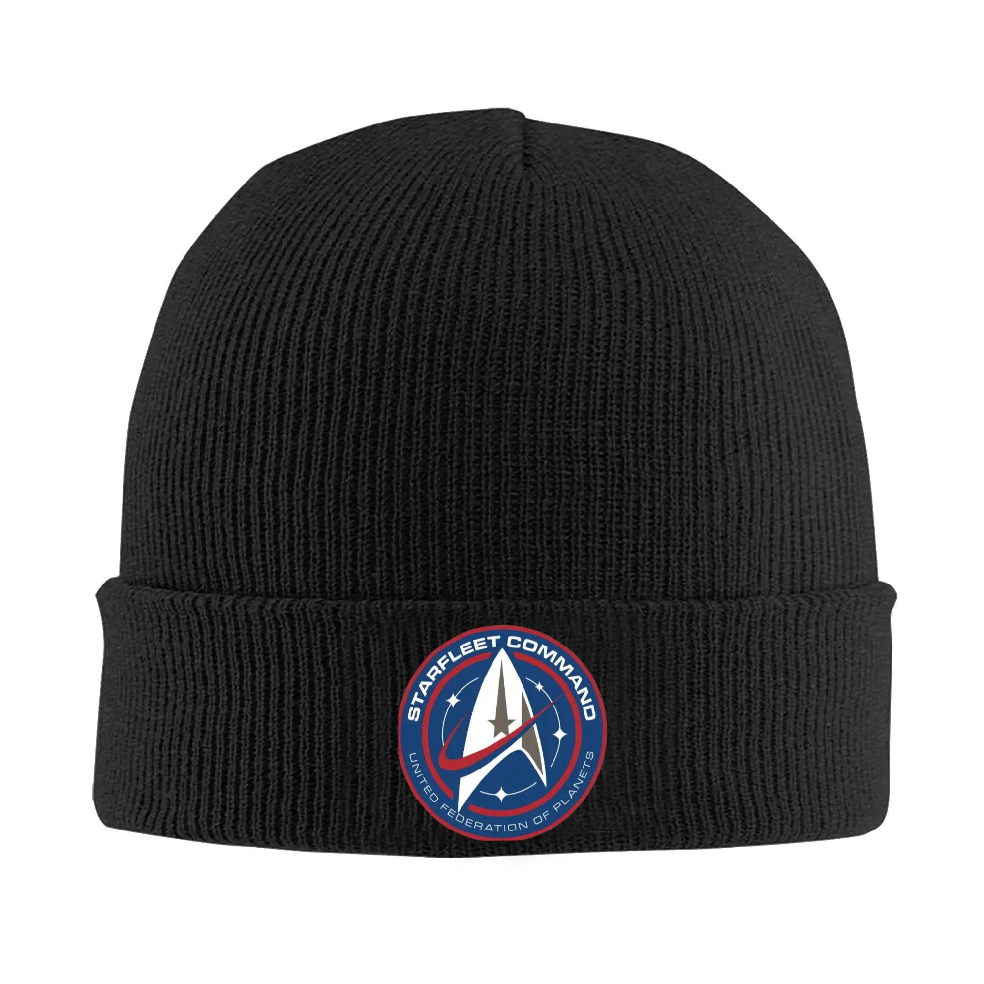 Unisex Rib Knit Cuffed Beanie Star Trek Discovery Starfleet Command  Accessories Warm Skull Knitted Hat Cap  Bonnet Hats