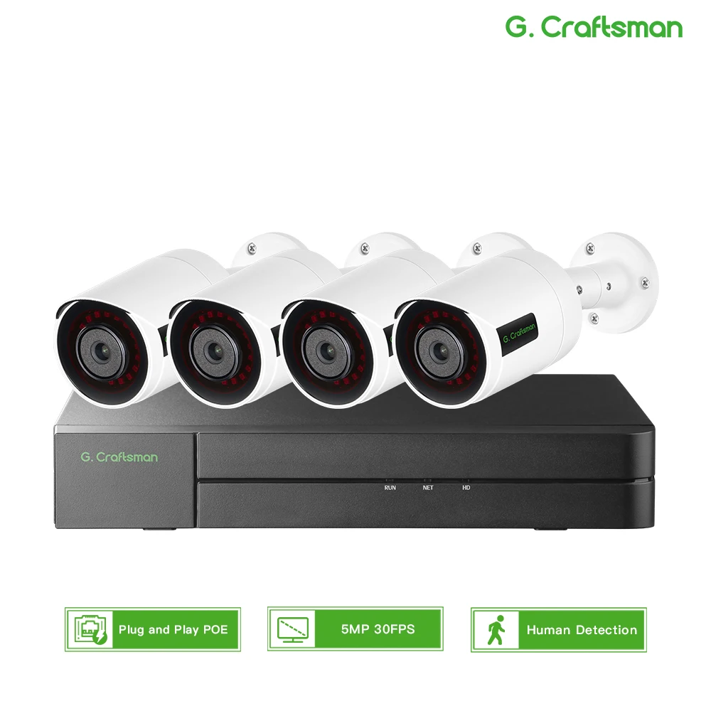 RU 4CH G.Craftsman SONY 5MP 30fps POE Kit System CCTV Security Audio Surveillance Video Guard Viewer