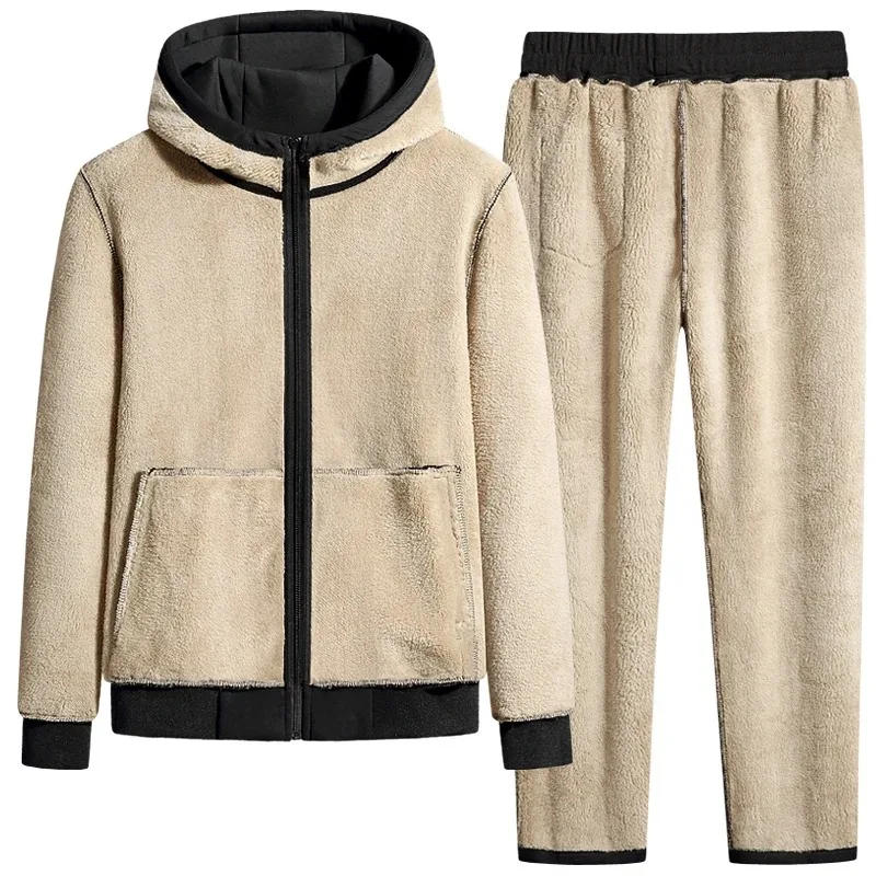 New Arrived 2024  Tracksuit Men Warm Tracksuits Winter Velvet Thick Two Pieces Set  Fleece Mens Track Suit Jacket+Pants