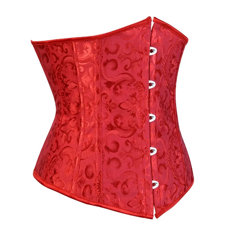 Caudutas Women Underbust Corset Bustiers Floral Gothic Corset Sexy Lingerie Mini Corset Cupless Vintage Costume Plus Size Red