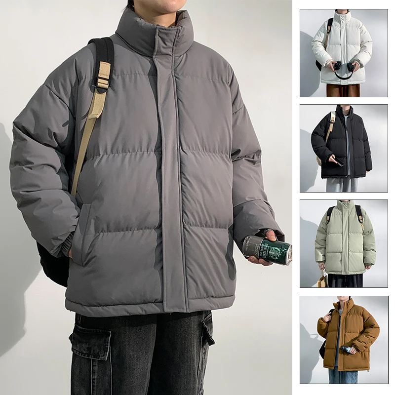 5 Colors Winter Warm Men's Puffer Jacket Loose Couple Outdoor Coat Thick Parkas Zipper Stand Collar Male Padded Down Outwear