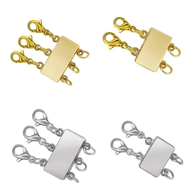 Necklace Layering Clasps Layered Necklace Clasp 2/3 Strands Gold Silver Magnet Multiple Necklace Separator for Women