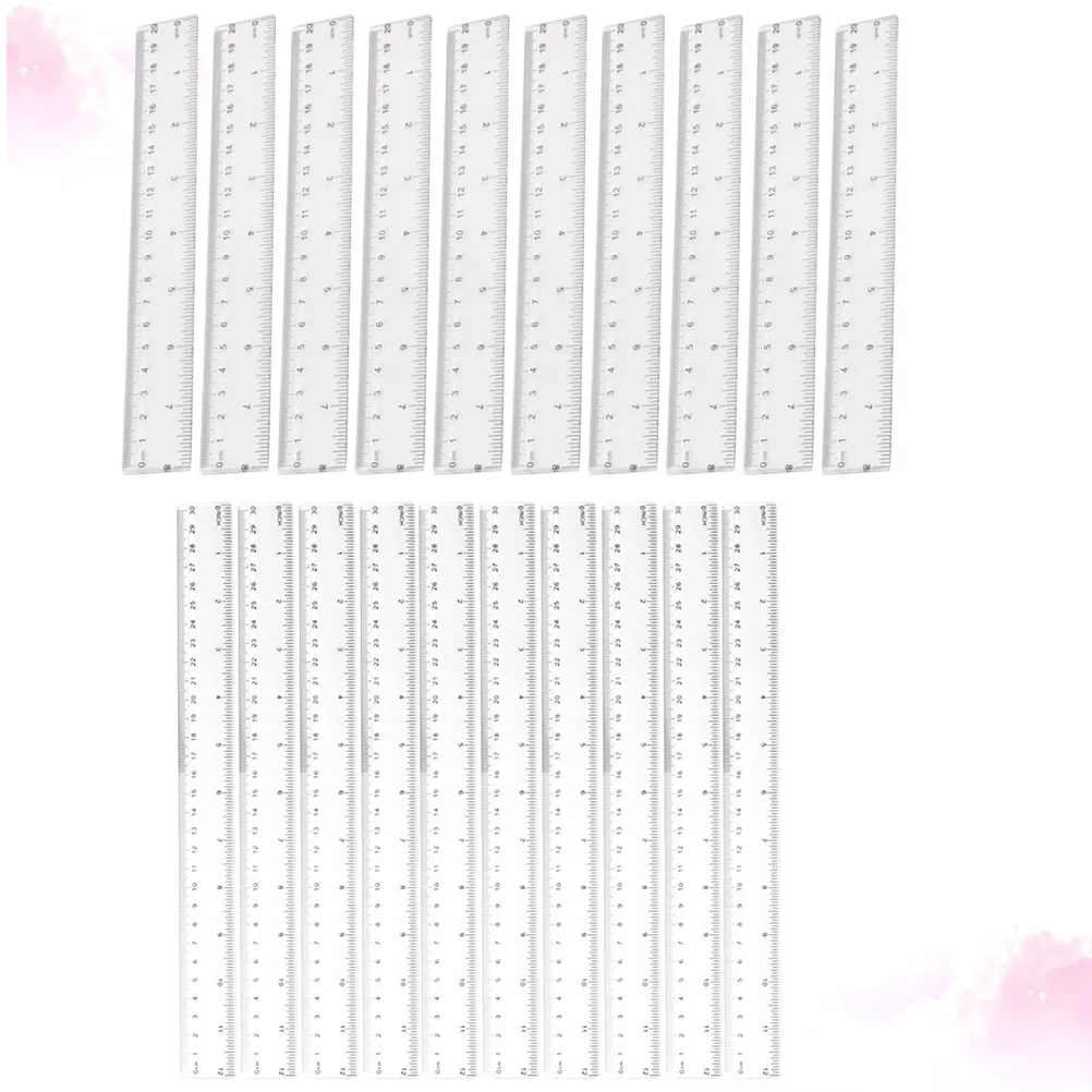 ไม้บรรทัดตรง 20 ชิ้น เครื่องมือวัดพลาสติก ไม้บรรทัดแบบมีสเกลชัดเจน สำหรับใช้ในโรงเรียน สำนักงาน บ้าน อุปกรณ์นักเรียน