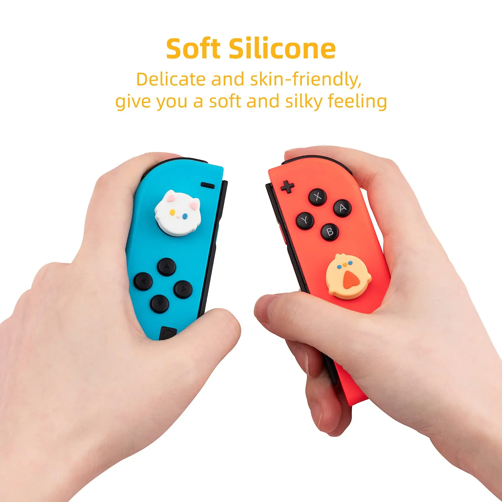 GeekShare-Jolis capuchons de pouce jetables et chat, housse de manette en silicone souple, compatible avec Nintendo Switch, OLED, Switch Lite, 4 pièces