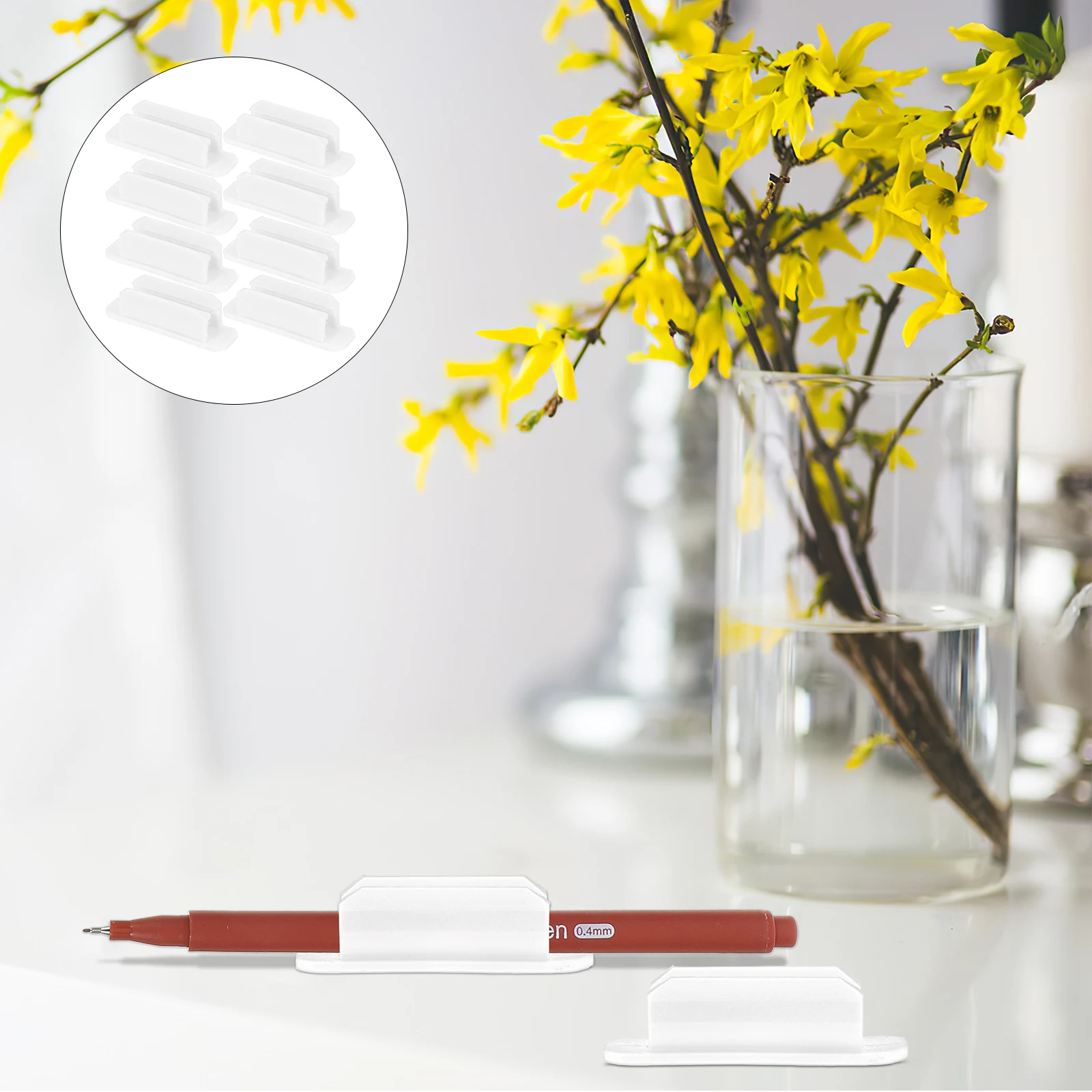 

10pcs Silicone Pen Clamp Set Strong Adhesive Marker Holder Clips Sturdy Small Desk Pen Holder for Office Home for Teachers
