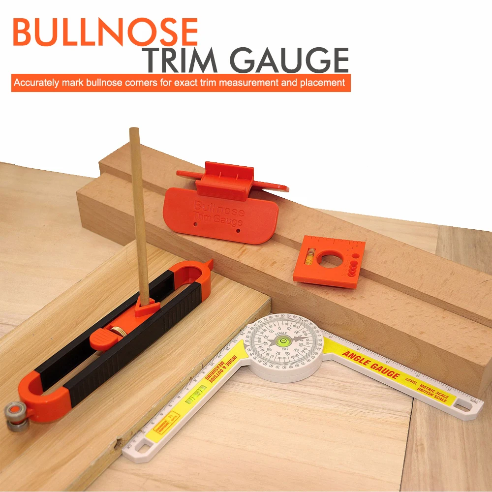 Woodworking Square Bullnose Trim Gauge Corner Marking Tool Home Layout Portable Scriber Measuring Tool