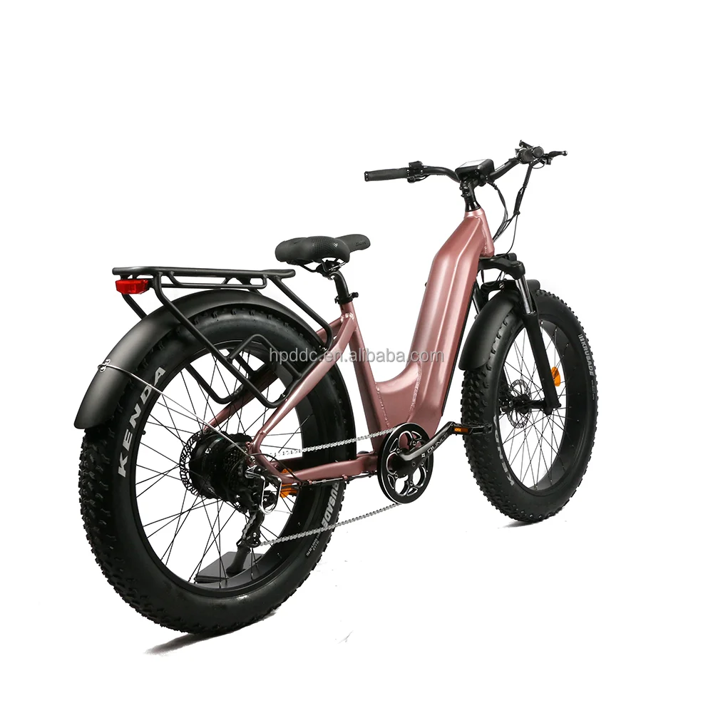 52V Step Through Electric Fat Tire 1000w Powerful Engine Suspension Hydraulic 40 80km Range Mtb E Bicycle Hybrid Color Optional