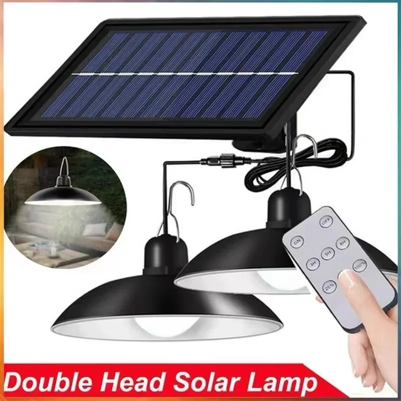 Solar Panel Chandelier Led Solar Pendant Light Powered Lamp White/Warm light with Remote Control Camping Outdoor Garden