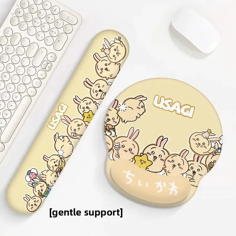 Anime Chiikawa Usagi Kawaii Ergonomic Wrist Rest Mouse Pad Non Slip Desk Mat Laptop Keyboard Support Office Set For Women Cute view 3