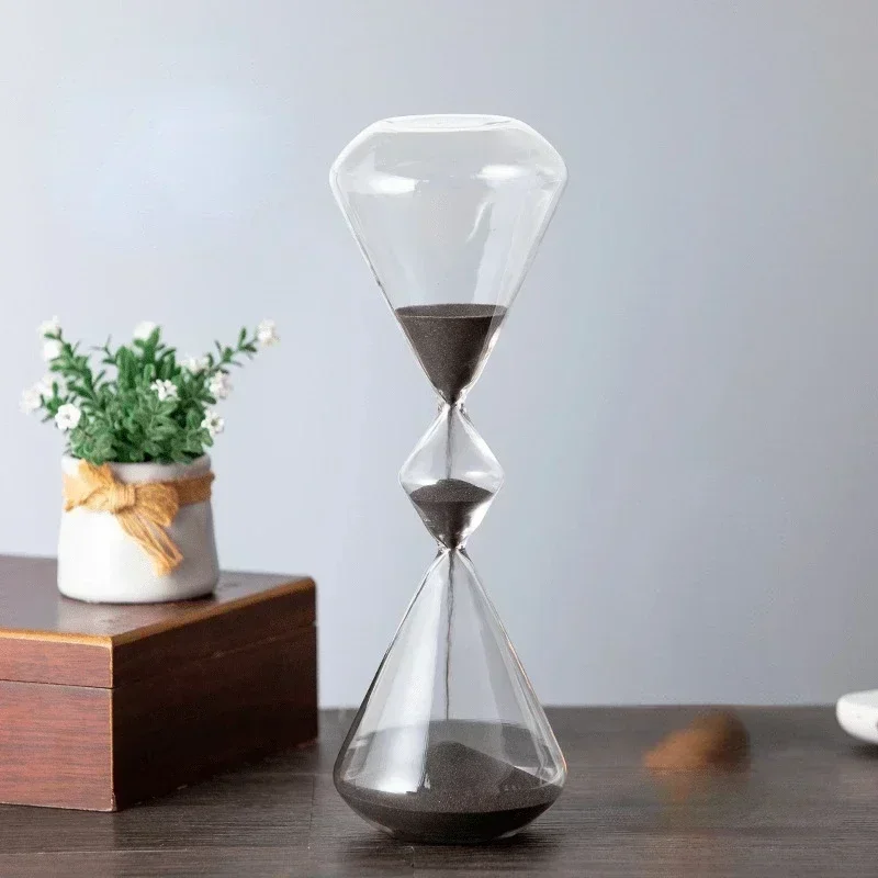 

Unique 3-Layer Glass Hourglass Christmas Decor Gifts Dynamic Sand Ceremony Caixa De Areia Bureau Enfant Timer Black Sand Clock