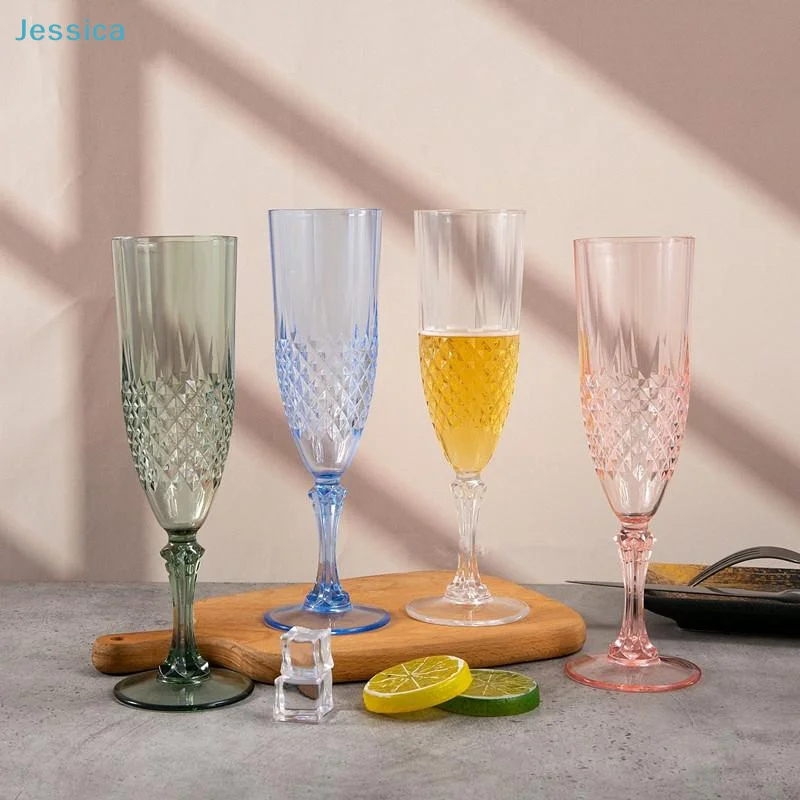 ♥ Hellblaue Kristall-Champagnerflöten – Strukturierte Glaswaren mit Stielen für Hochzeit, Party und Heimbar