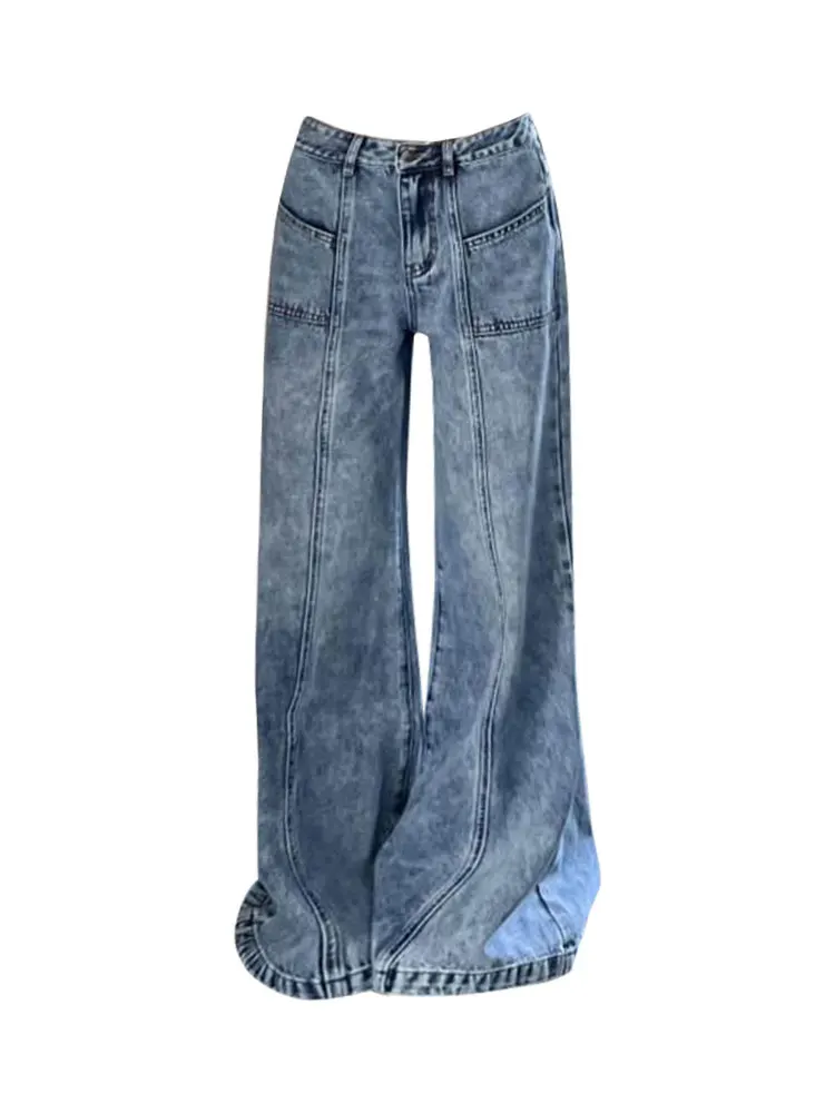 

Women American Vintage Jean Trashy Y2k Japanese Streetwear Baggy Low Rise Denim Pants Long Trousers 2000s Aesthetic Kpop Grunge