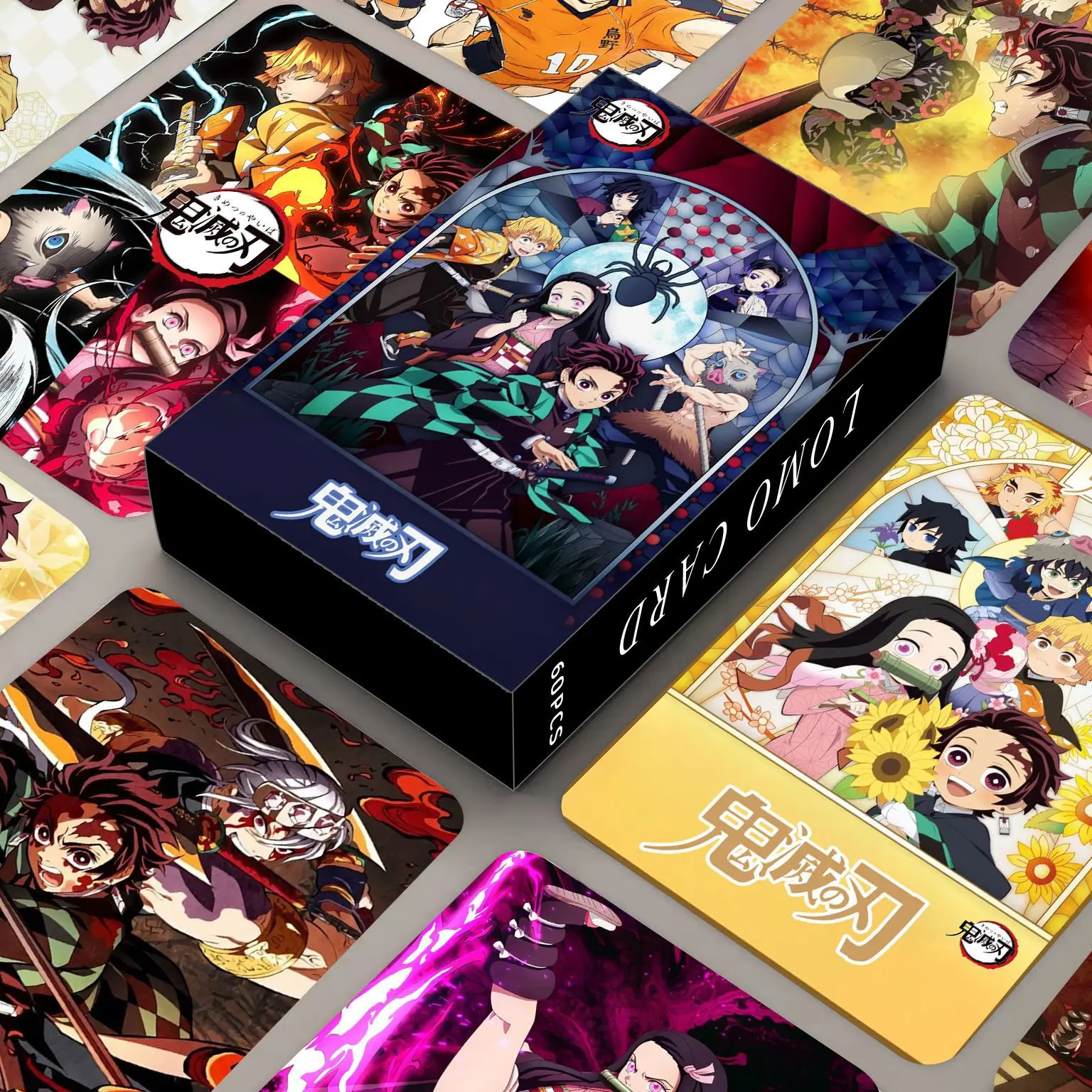 60PCS One Piece Luffy Gear 5 Card LOMO Demon Slayer Cards Anime Peripherals Greeting Card Bookmarks Double-sided Collection Deck