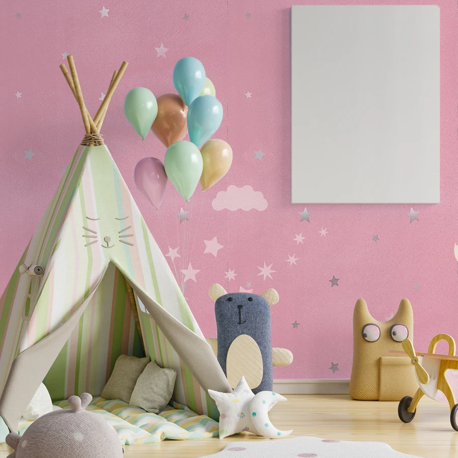 Pink Star Self-adhesive Wallpaper for Girls' Bedroom Furniture Desktop Renovation Stickers Restaurant Background Wall Wallpaper