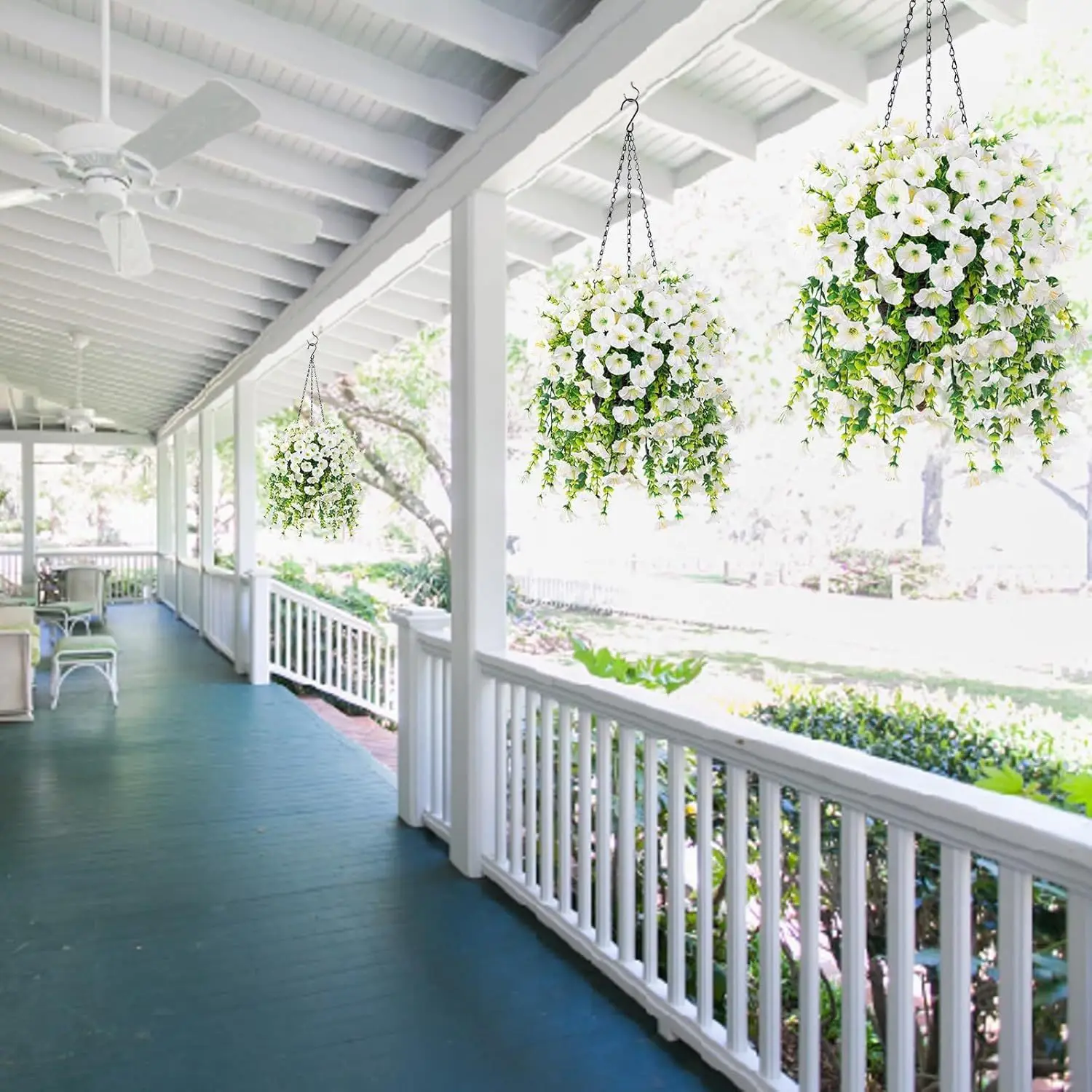 1pcs Artificial Morning Glory, Uv-Resistant Fake Hanging Flower with Eucalyptus Leaves for Home Garden Outdoor Plants Decoration - view 6