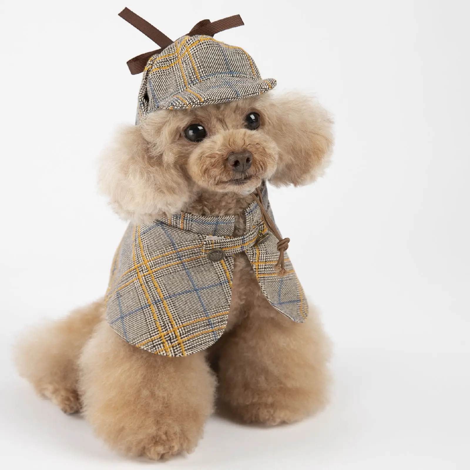 Conjunto de ropa con capa para perro, traje de detective, bonito abrigo con personalidad, para osito de peluche pequeño y mediano, ropa para mascotas para perros pequeños y Pomerania