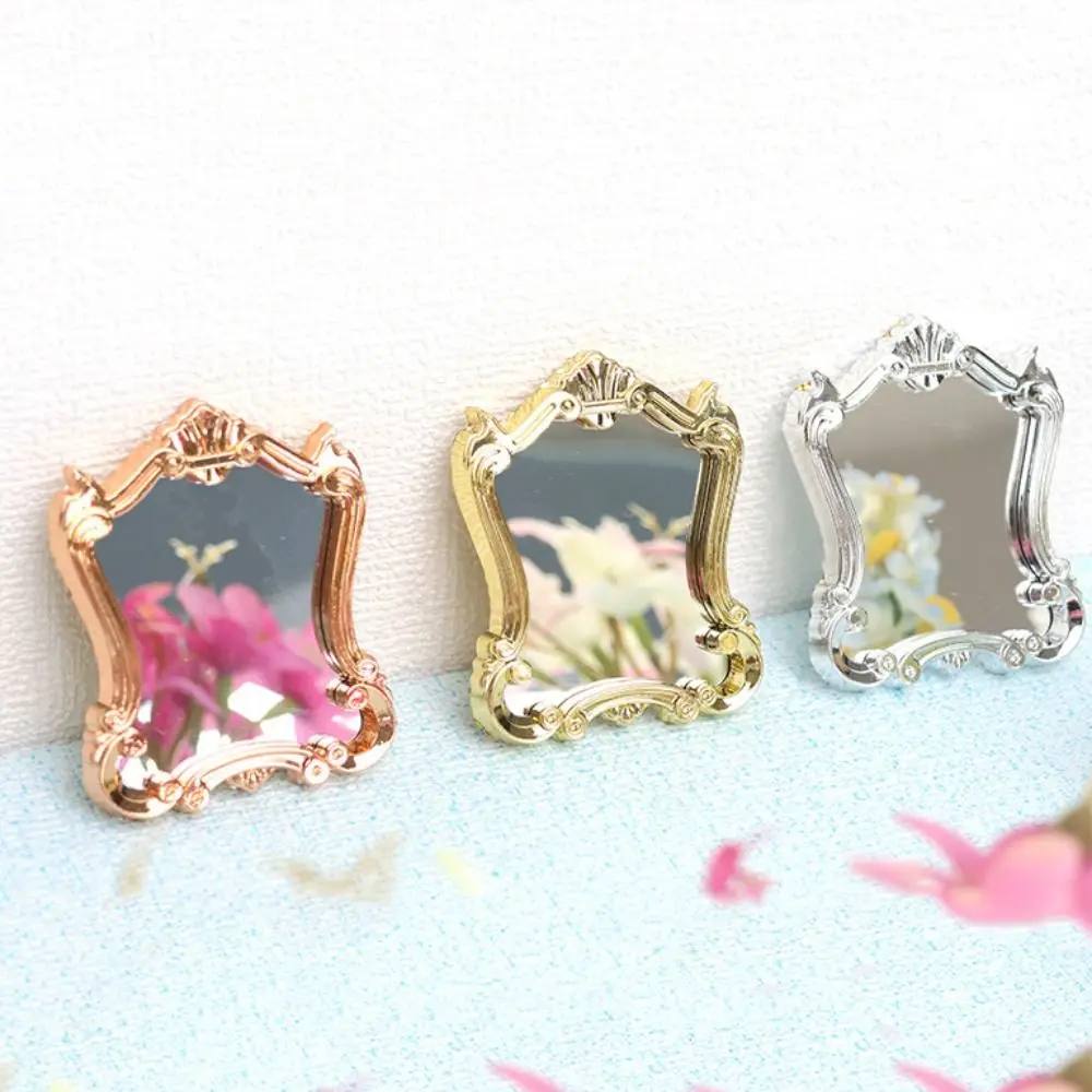 

1pc 1/12 Dollhouse Miniature Frame Accessories Furniture Miniature Mirror Wall Room Mirror Mini Classical Doll House Mirrors