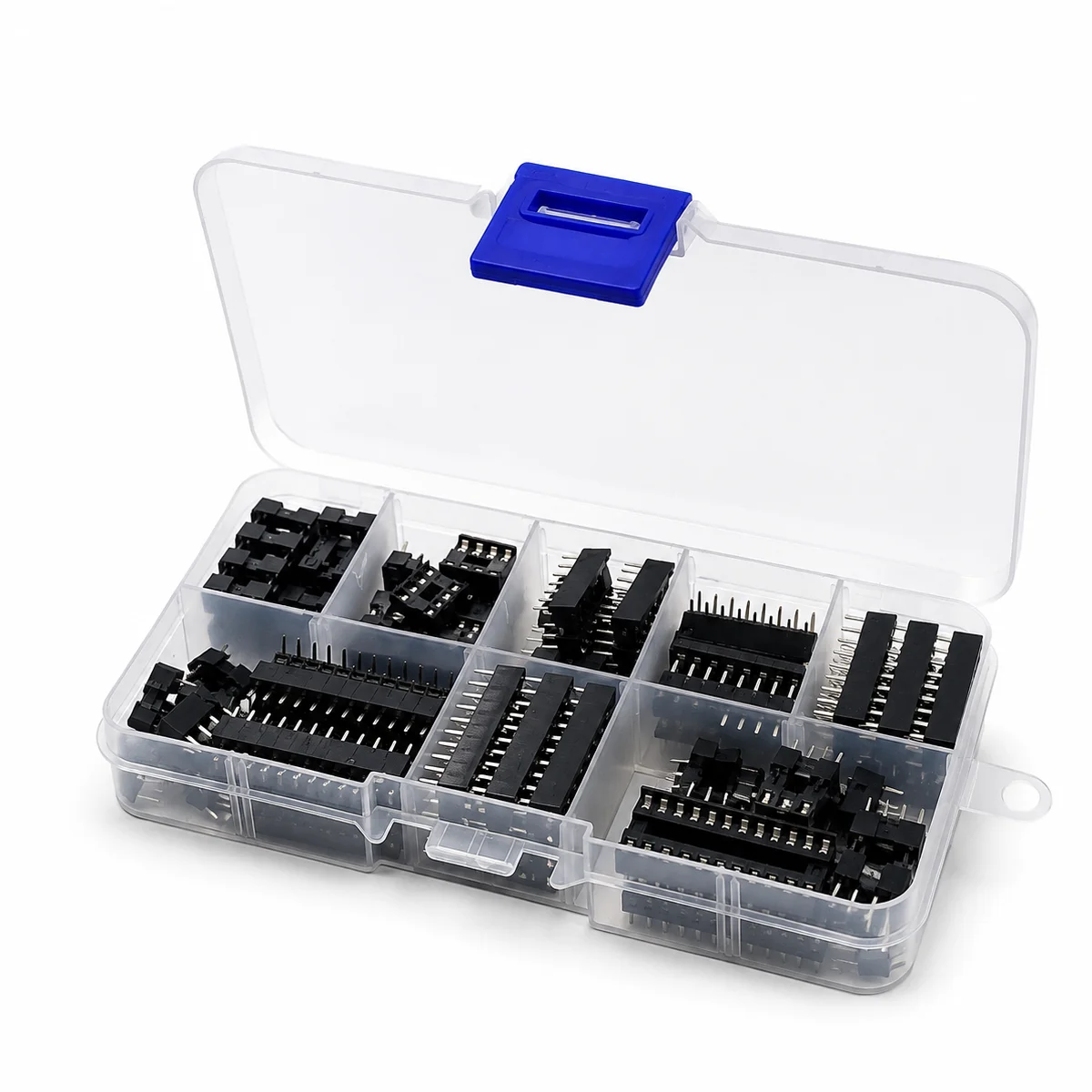 66PCS/Lot DIP IC Sockets Adaptor Solder Type Socket Kit 6 8 14 16 18 20 24 28Pin Integrated Circuit IC Chip Socket Set