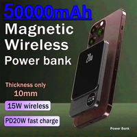 50000mah mini magnetic power bank 22.5W wireless charging battery fast power bank for Iphone Xiaomi Huawei Samsung 2024 New