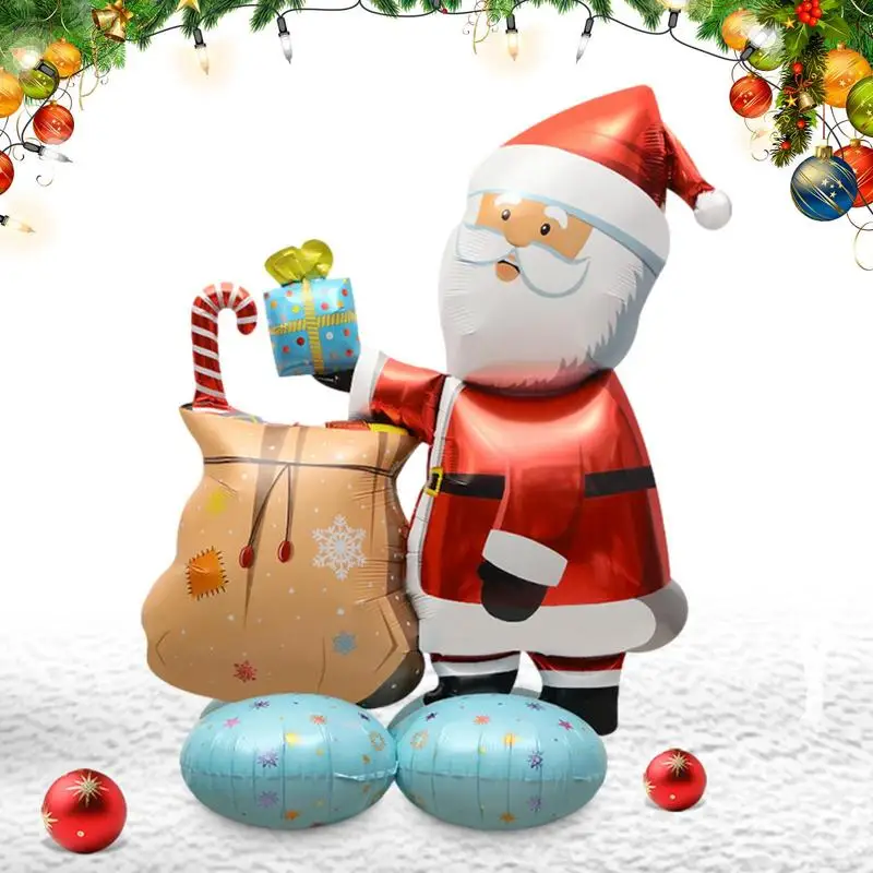 Christmas Foil Balloons Holiday Balloon Decors With Santa Claus Snowman Colorful Foil Balloon Ornament For Home Office Shop