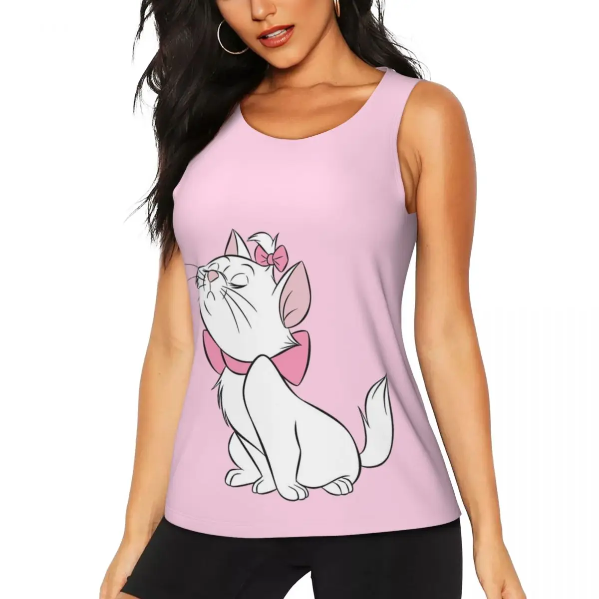 

Симпатичные тренировочные майки Kitten Marie на заказ для женщин, быстросохнущие рубашки без рукавов для йоги с девчачьими животными