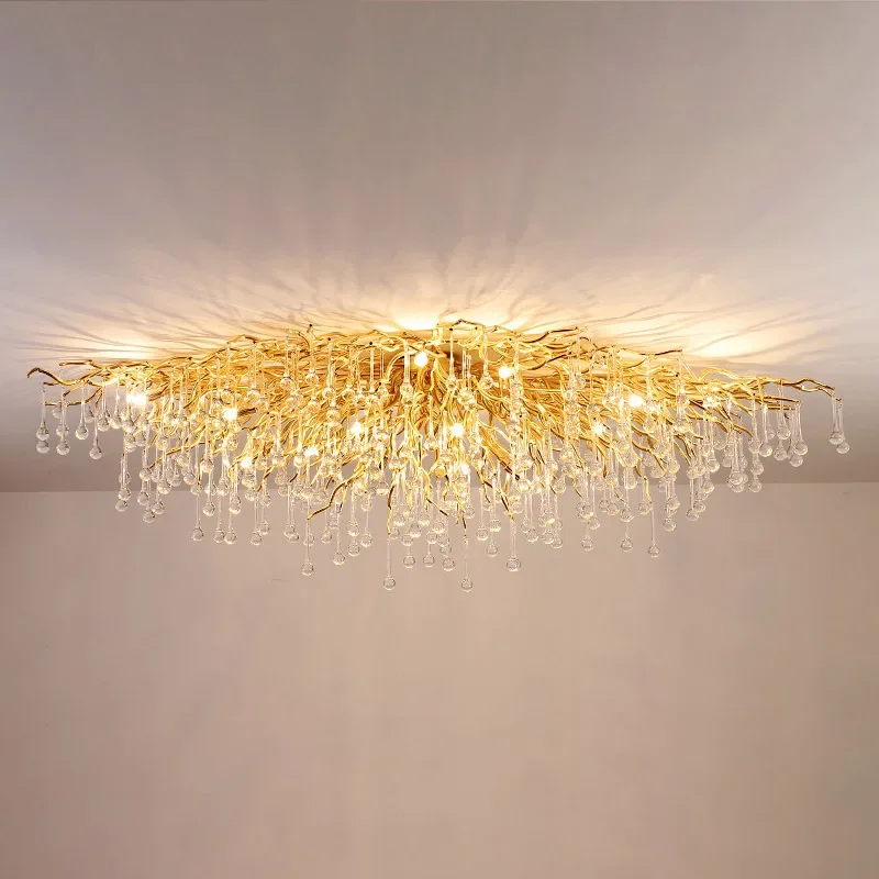 Ceiling Lamp Golden Chandelier Modern Hotel Bedroom Dining Room Living Room Home Interior Glossy Led Luxury Chandelier