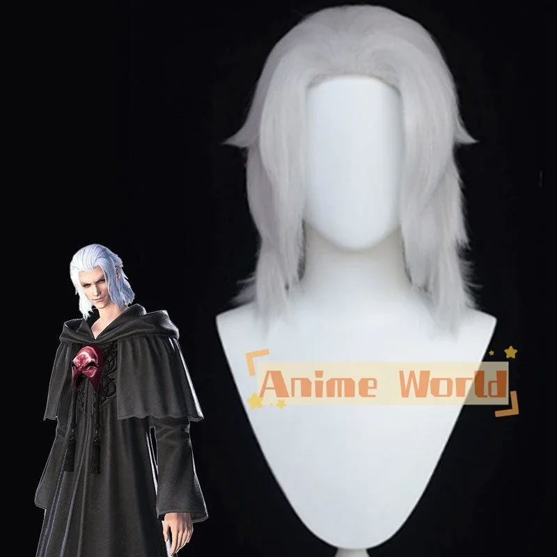 Final Fantasy XIV FF14 Emet-Selch Hades Solus zos Galvus Ancient Cosplay Wig Halloween Synthetic Hair Heat