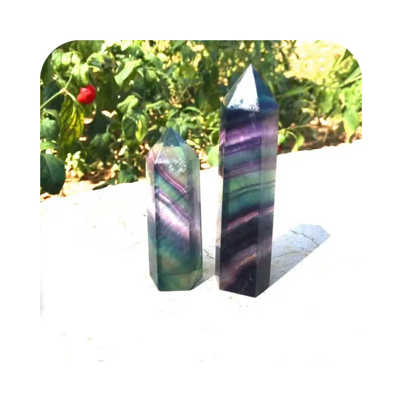 

Natural High Quality Colorful Fluorite tower meditation semi-precious stone crafts point wand Crystal For gift decorations