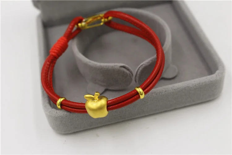 Fashion Vietnam gold 3D hard gold plated brazelet three dimensional small apple sheepskin rope brazelet gift women