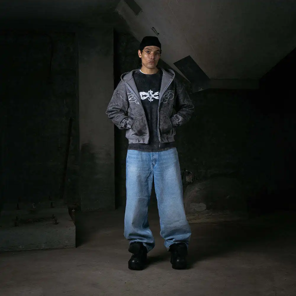 

Street striped letter printed zipper hoodie, retro and fashionable, suitable for both men and women, long sleeved sports top