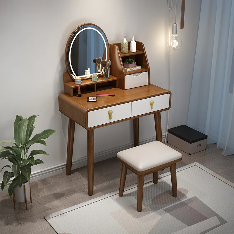 Solid wood bedroom multi-functional with turntable dressing table