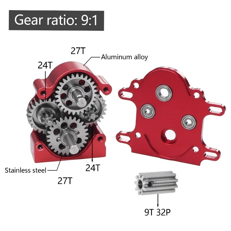 Aluminum Dual Transmission Dig Overdrive Gearbox with Delrin Skid for 1/10 RC Crawler LCG Cheater Rigs Capra SCX10 PRO Upgrade