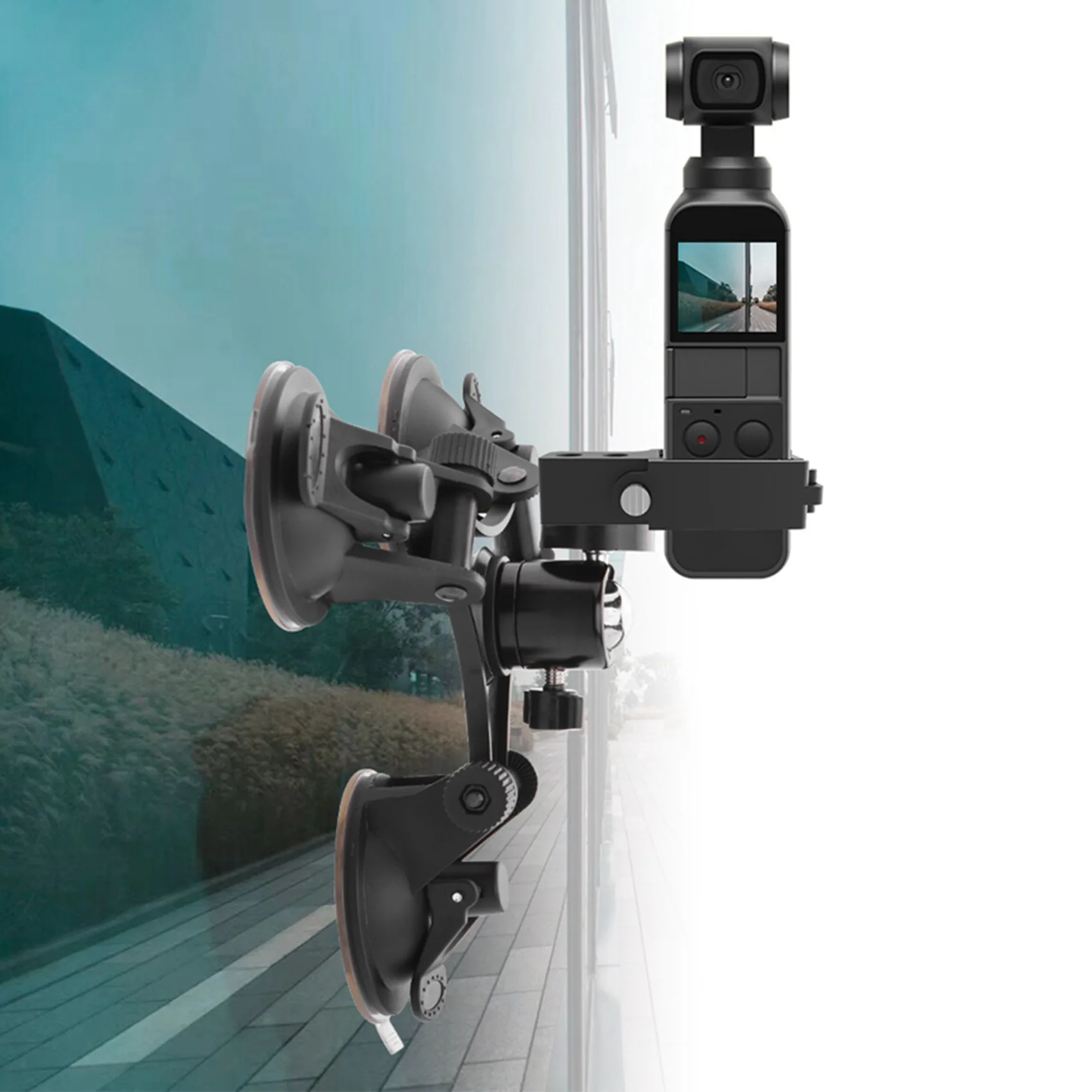Support de voiture quotidien 2X, Triple support à ventouse sous vide pour DJI Osmo, accessoire de stabilisateur de caméra de poche avec adaptateur d'extension